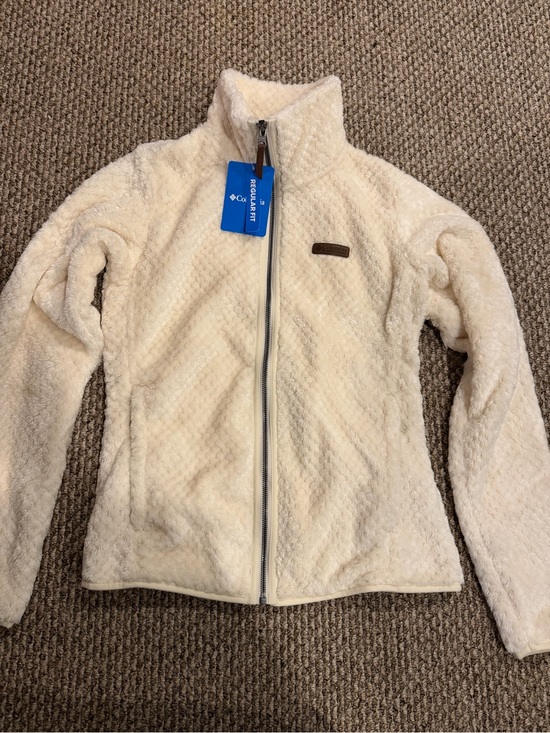 Columbia Tops - NWT Columbia Cream Plush Full-Zip Light Fleece Jacket XS